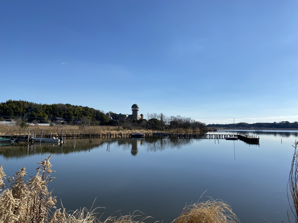 べた凪鏡のような手賀沼一周の写真5