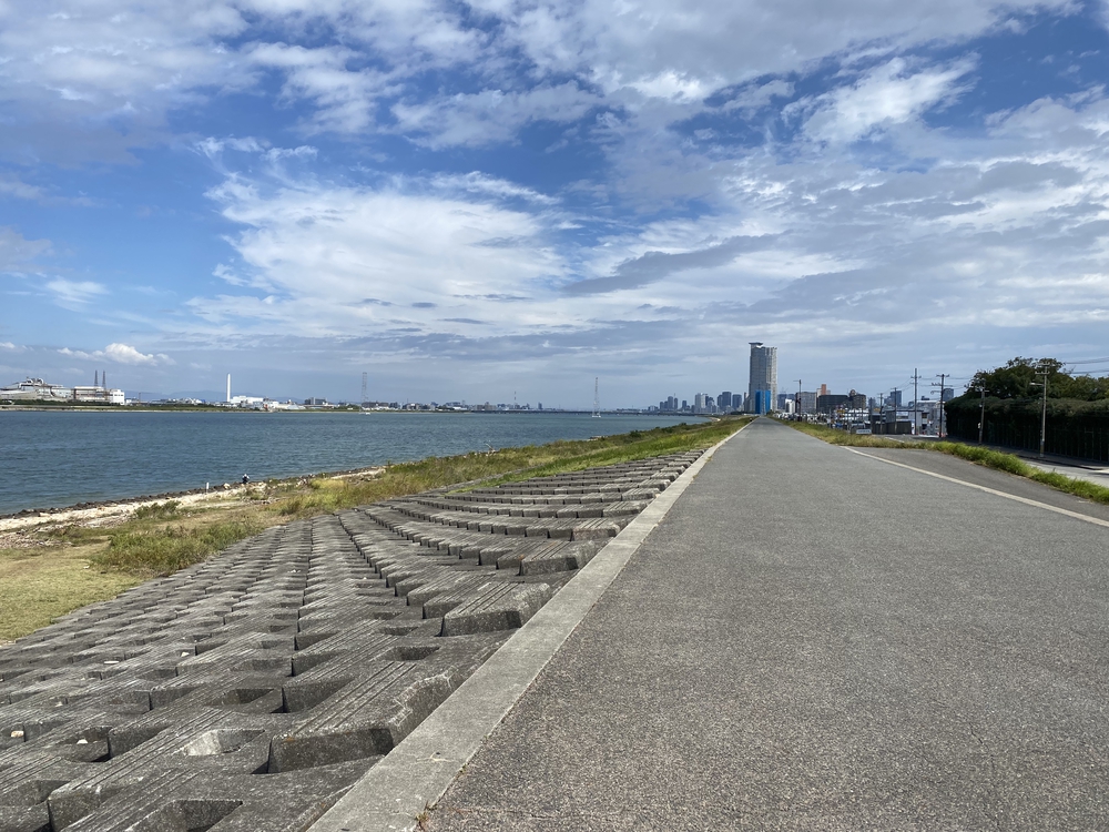 舞洲から北港を経て淀川堤防を走るコースの写真6
