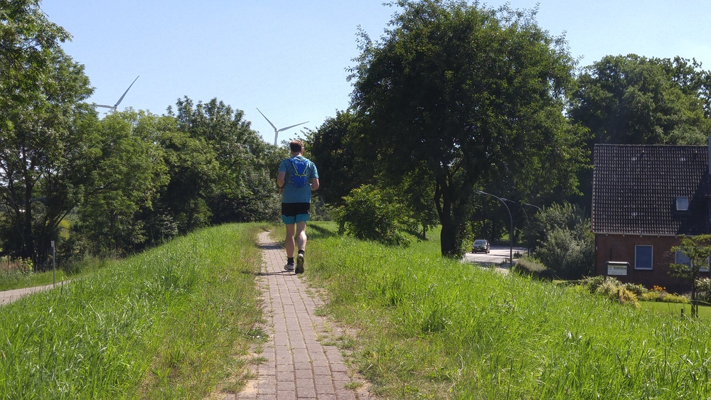 ドイツ・エルベ川の古い堤防上を往く道の写真6