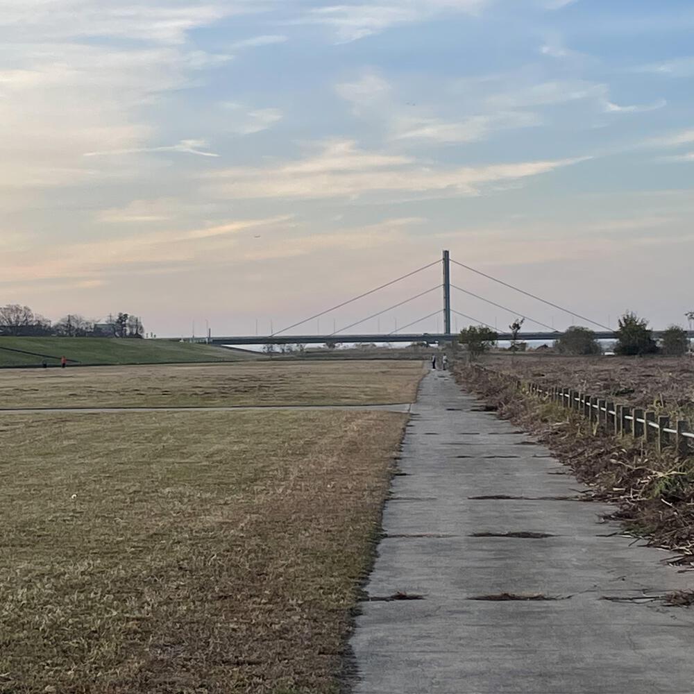小江戸佐原の川岸の街並みと雄大な利根川河川敷の写真37