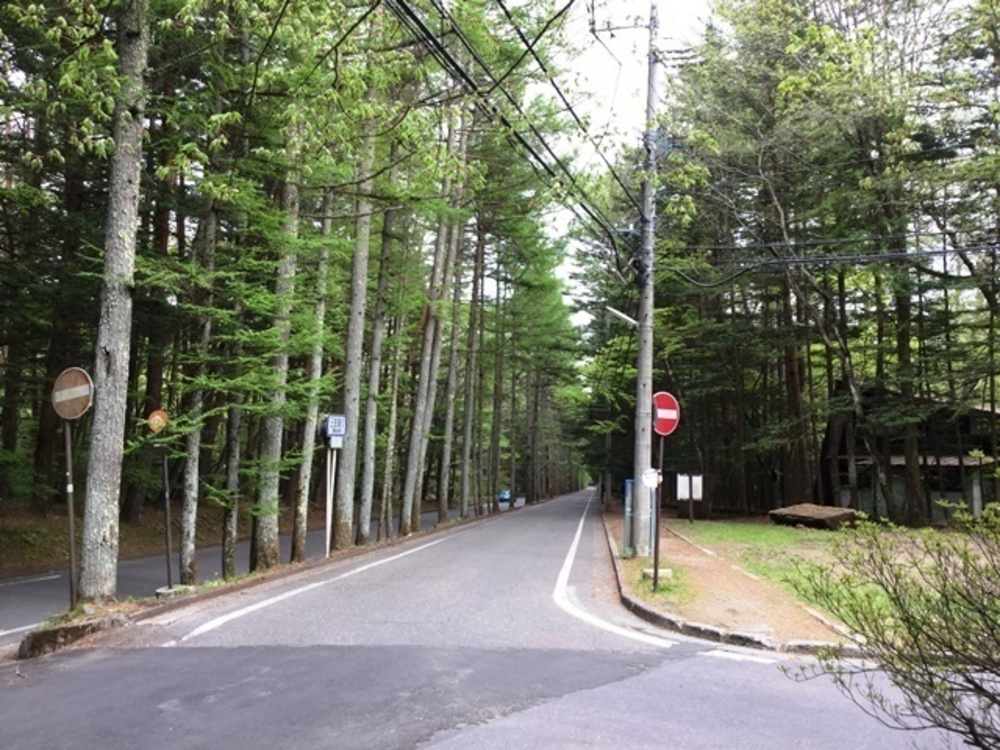 軽井沢の典型的な別荘地域を走るの写真7