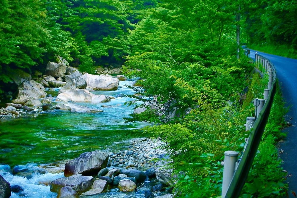 驚心動魄・エメラルドグリーンの阿寺渓谷の写真3