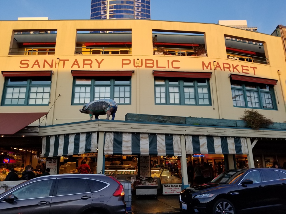 シアトル・エリオット湾に沈む夕日をスタバ１号店からの写真7