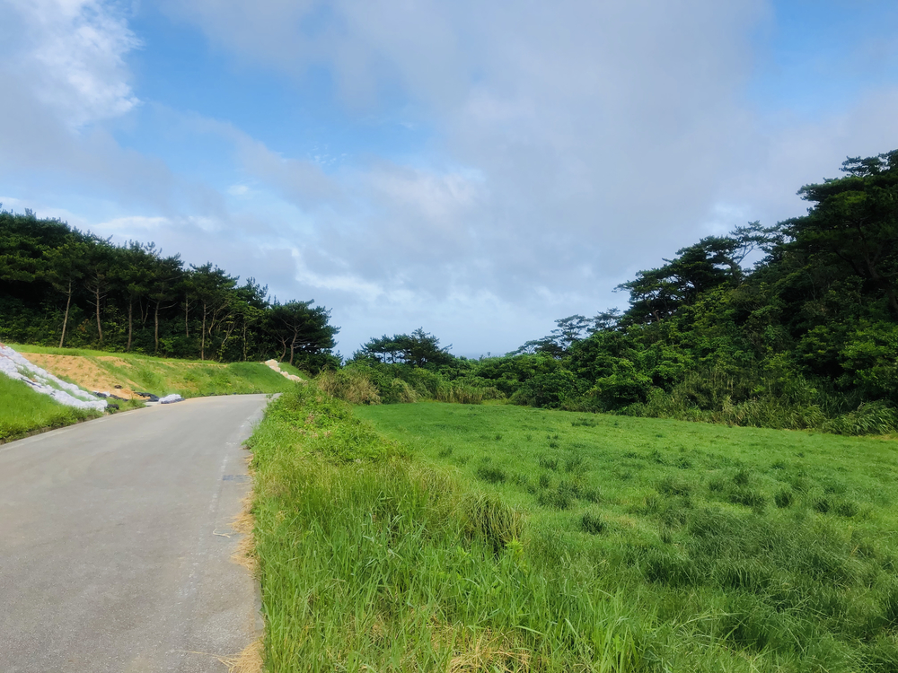 イーフビーチから青い海を眺める久米島海岸線ランの写真6