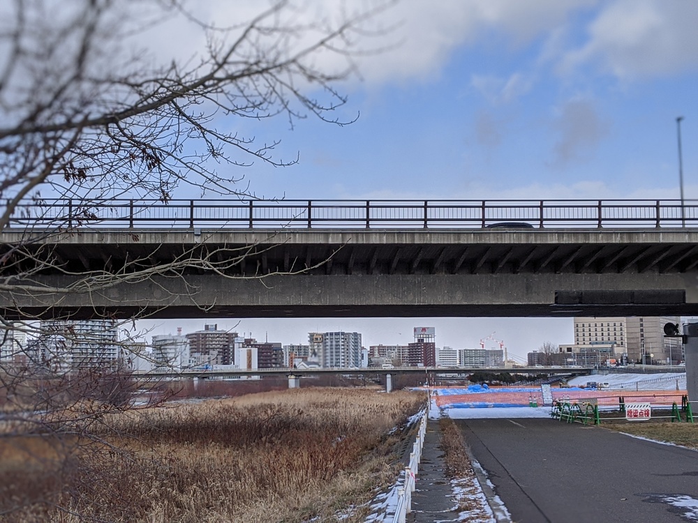 真冬の札幌豊平川河川敷ランの写真3