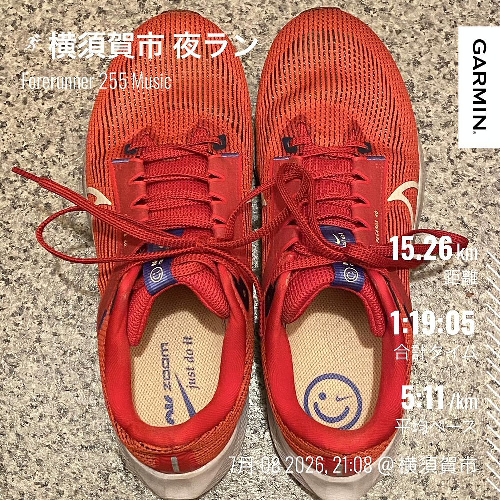 7/8(水)の夜ラン15k | ラントリップ